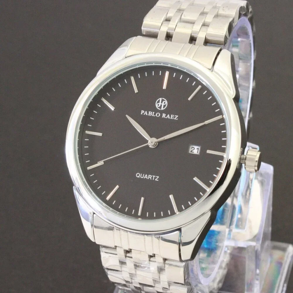 Men's Casual Fashion Watch Silver Tone Butterfly Clasp 40mm